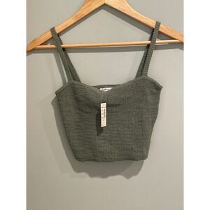 Madewell Women's‎ Knit Crop Top Tank Olive Green XS Sleeveless New